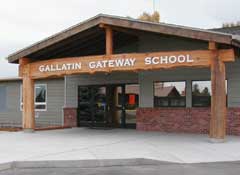 Front of the school. Gallatin Gateway School